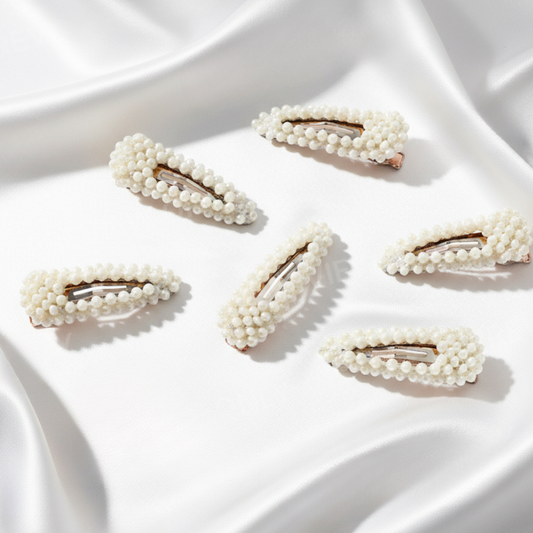 Elegant Pearl Beaded Hair Clips for Girls & WomenSnap Clip Style(PACK OF PAIR 3 OR 6 PICE)
