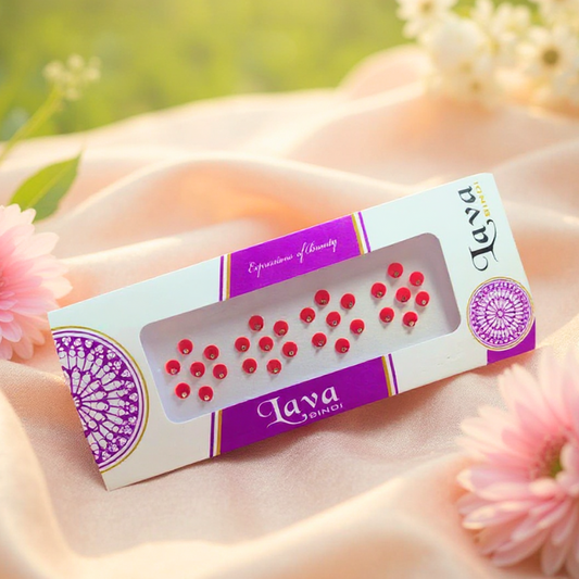 Lava Red Round Bindis with Stone –  | Traditional & Stylish Self-Adhesive Bindis for Women