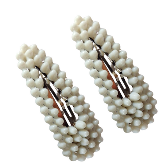 Elegant Pearl Beaded Hair Clips for Girls & Women | Pack of 2 | Snap Clip Style