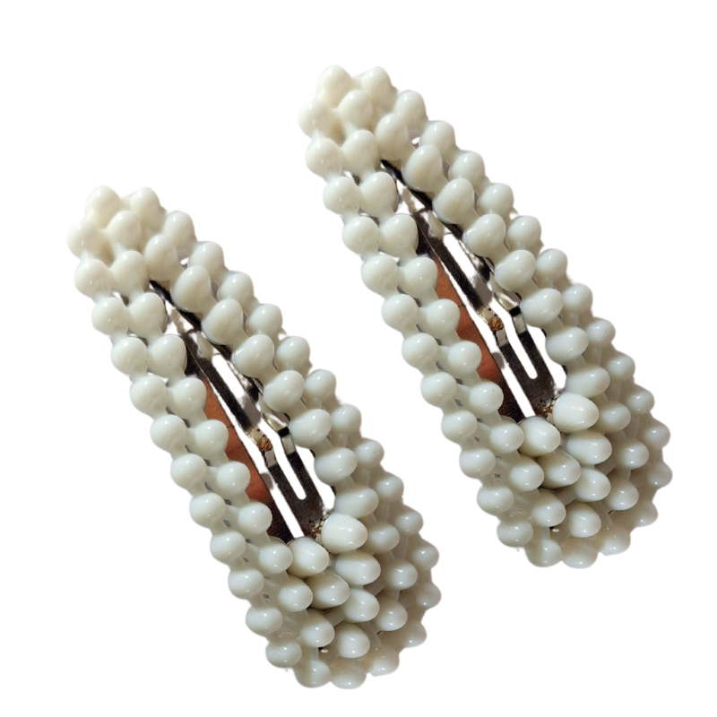 Elegant Pearl Beaded Hair Clips for Girls & Women | Pack of 2 | Snap Clip Style