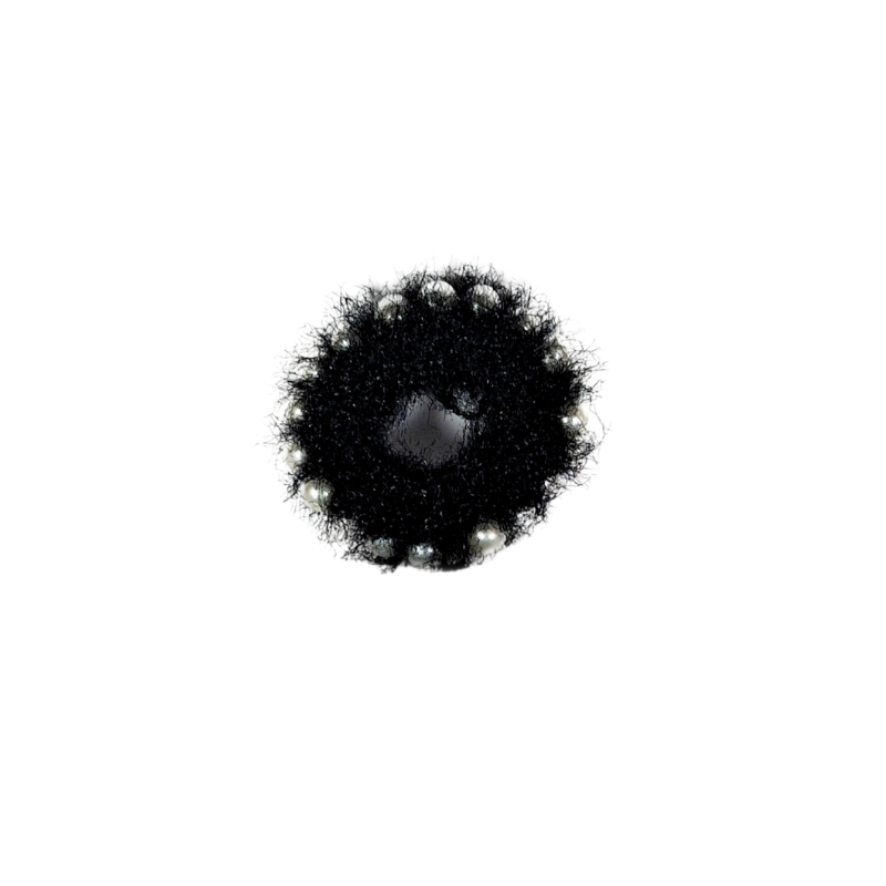 Stylish Black Furry Hair Scrunchie with Pearl Design – Premium Hair Accessory for Women & Girls