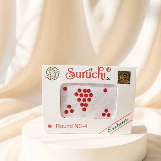 Suruchi Round Bindi No-4 | Red Color | Traditional Indian Bindi for Women | Pack of 1 Card