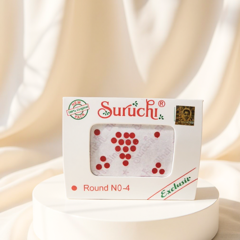 Suruchi Round Bindi No-4 | Red Color | Traditional Indian Bindi for Women | Pack of 1 Card