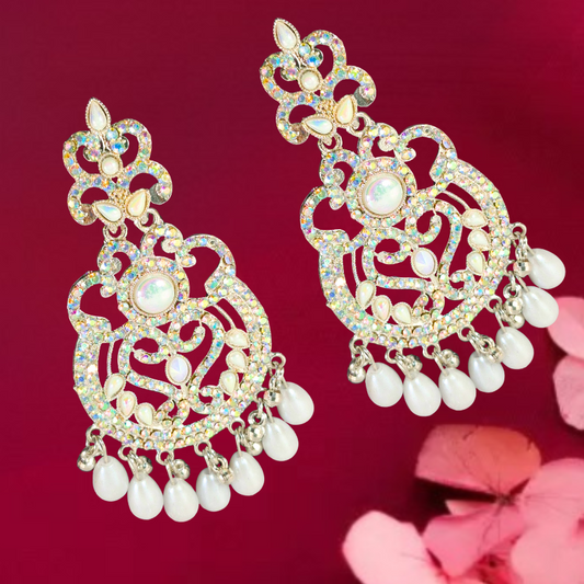 Gold-Plated Pearl Drop Chandbali Earrings for Women & Girls | Traditional Festive Jewelry