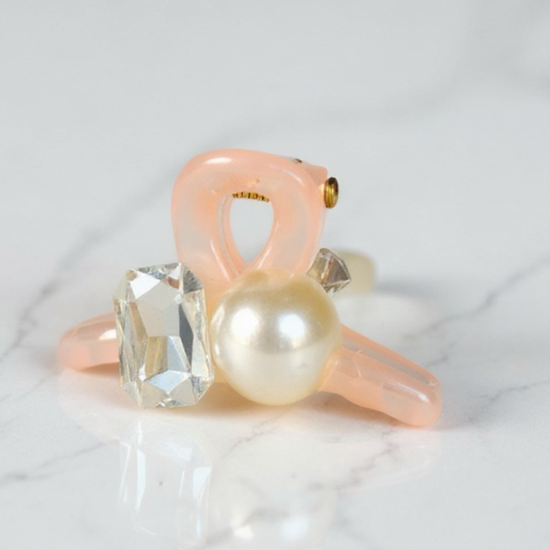 Elegant Pearl & Crystal Stone Hair Clip for Girls & Women | Stylish Hair Accessory – Light Pink