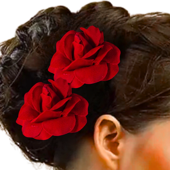 Red Rose Hair Clip for Women & Girls – Stylish Fabric Flower Hair Accessory