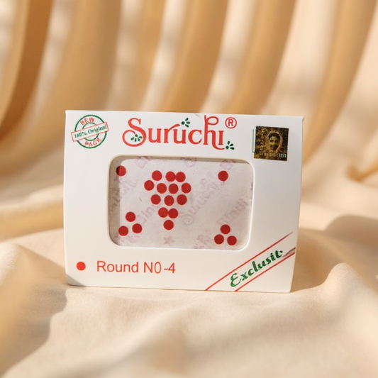 Suruchi Round Bindi No-4 | Red Color | Traditional Indian Bindi for Women | Pack of 1 Card