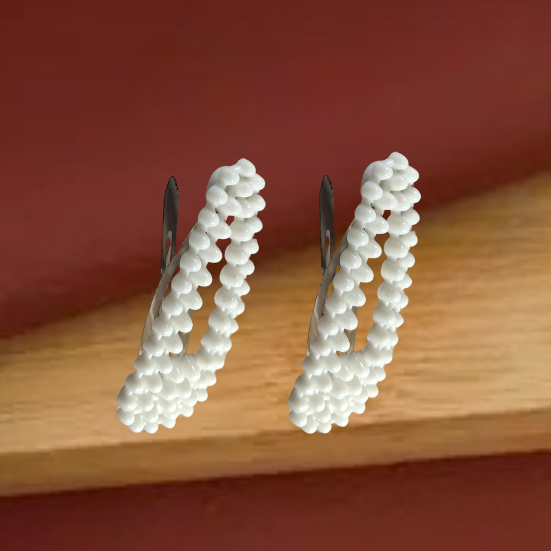 Elegant Pearl Beaded Hair Clips for Girls & Women | Pack of 2 | Snap Clip Style