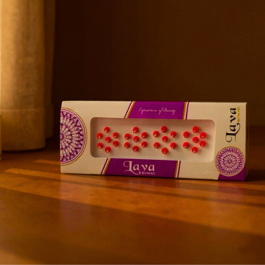 Lava Red Round Bindis with Stone –  | Traditional & Stylish Self-Adhesive Bindis for Women
