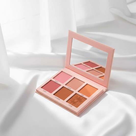 6-in-1 Blush & Contour Palette with Mirror – Pigmented, Long Lasting & Travel Friendly