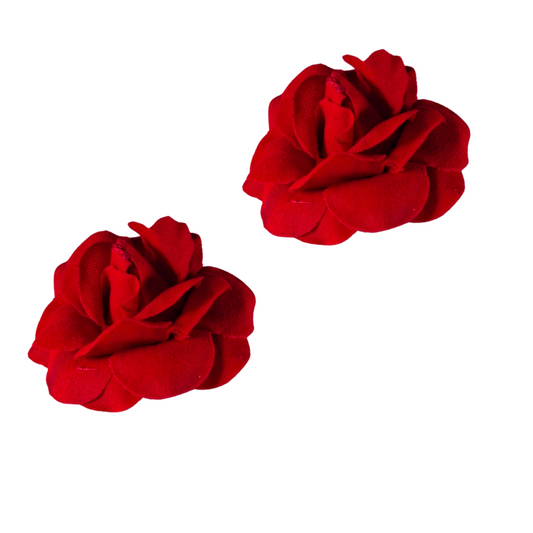 Red Rose Hair Clip for Women & Girls – Stylish Fabric Flower Hair Accessory