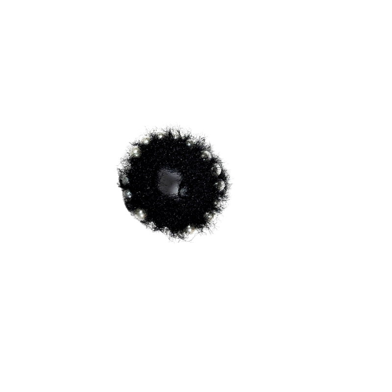 Stylish Black Furry Hair Scrunchie with Pearl Design – Premium Hair Accessory for Women & Girls