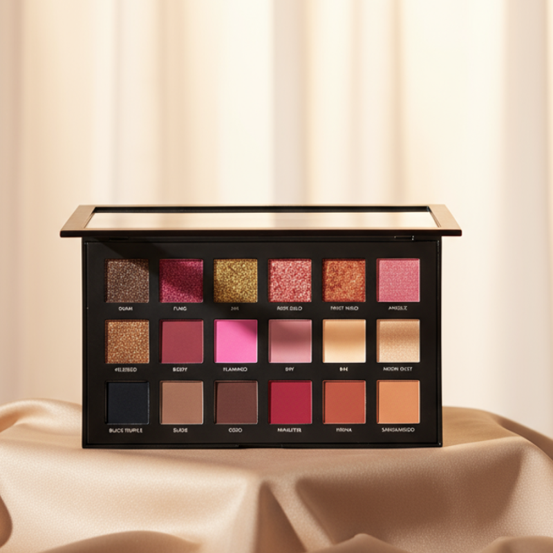 18 Color Highly Pigmented Eyeshadow Palette with Matte & Shimmer Shades | Long-Lasting, Blendable & Waterproof