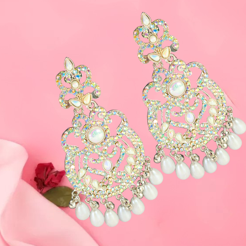 Gold-Plated Pearl Drop Chandbali Earrings for Women & Girls | Traditional Festive Jewelry