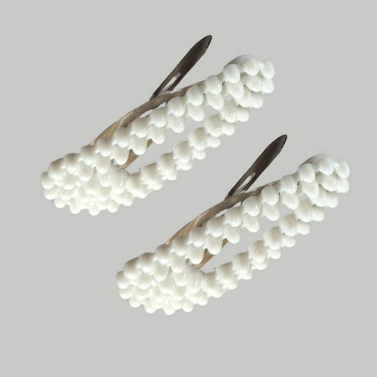Elegant Pearl Beaded Hair Clips for Girls & Women | Pack of 2 | Snap Clip Style