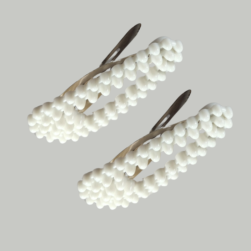 Elegant Pearl Beaded Hair Clips for Girls & Women | Pack of 2 | Snap Clip Style