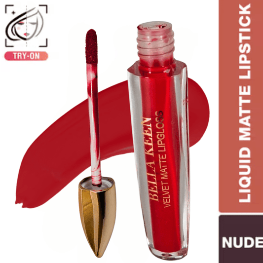 Bella Keen Velvet Matte Liquid Lipstick - Smudge - Proof, Long - Lasting Lip Color - Bold Red - Roop Vibe