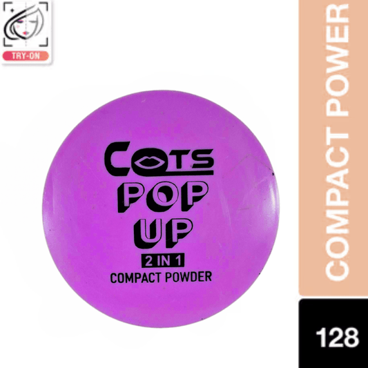 Cots Pop Up 2 in 1 Compact Powder - Shade 128 | Long - Lasting Matte Finish | Lightweight & Skin - Friendly | For All Skin Types - Roop Vibe