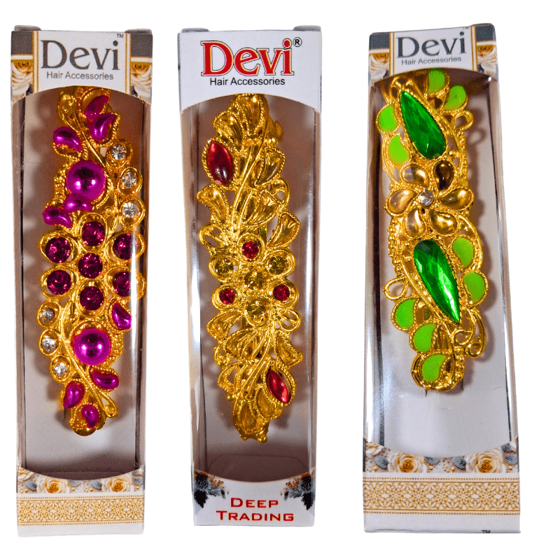 Devi Hair Accessories Fancy Hair Clips for Women and Girls (Pack of 3, Multicolor) - Roop Vibe