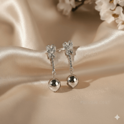 Elegant Butterfly Crystal Drop Earrings with Silver Ball Charm – Party & Casual Wear Earrings for Women & Girls - Roop Vibe