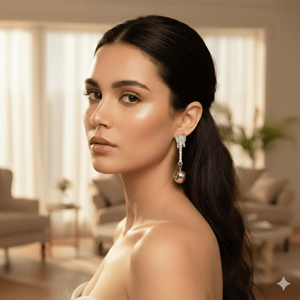 Elegant Butterfly Crystal Drop Earrings with Silver Ball Charm – Party & Casual Wear Earrings for Women & Girls - Roop Vibe