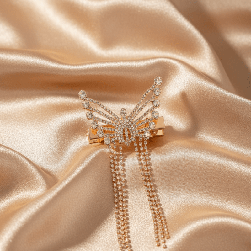 Elegant Butterfly Design Hair Clutcher Clip for Women & Girls | Crystal Stone Studded Fancy Hair Accessory - Roop Vibe