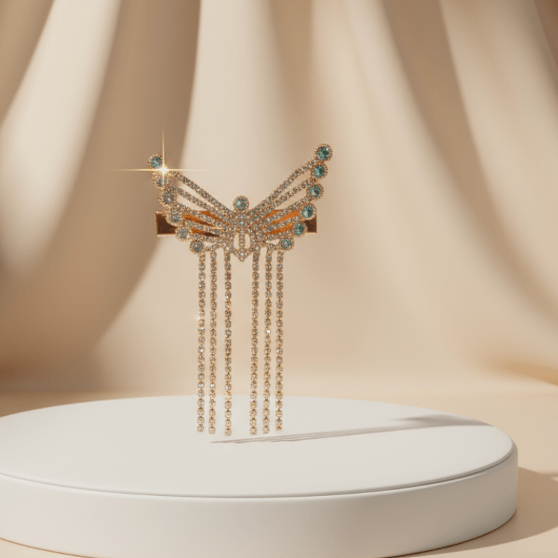 Elegant Butterfly Design Hair Clutcher Clip for Women & Girls | Crystal Stone Studded Fancy Hair Accessory - Roop Vibe