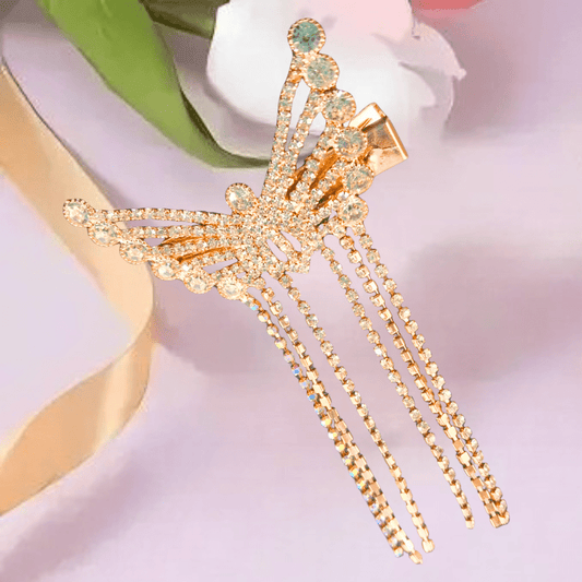 Elegant Butterfly Design Hair Clutcher Clip for Women & Girls | Crystal Stone Studded Fancy Hair Accessory - Roop Vibe