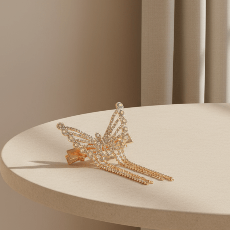 Elegant Butterfly Design Hair Clutcher Clip for Women & Girls | Crystal Stone Studded Fancy Hair Accessory - Roop Vibe