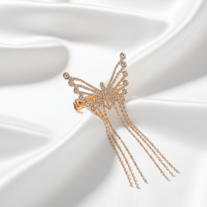 Elegant Butterfly Design Hair Clutcher Clip for Women & Girls | Crystal Stone Studded Fancy Hair Accessory - Roop Vibe
