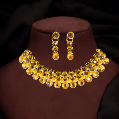 Elegant Gold - Plated Kundan Choker Necklace Set with Earrings for Women | Bridal & Party Wear Jewelry - Roop Vibe