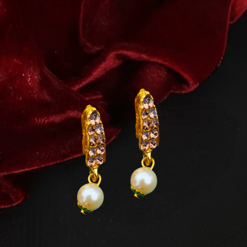 Elegant Gold - Plated Pearl & Diamond Studded Choker Necklace Set with Earrings for Women & Girls - Roop Vibe