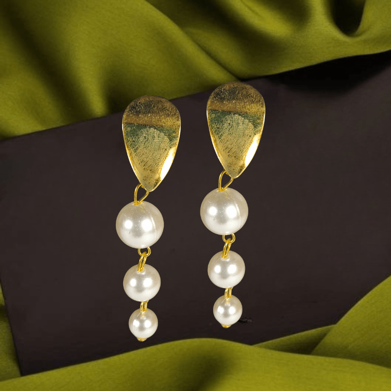 Elegant Gold - Plated Round Earrings with Pearls & Crystal Studs for Women & Girls - Roop Vibe