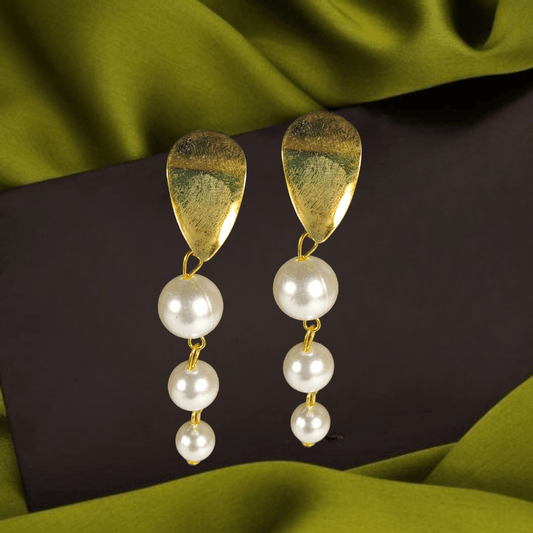 Elegant Gold - Plated Round Earrings with Pearls & Crystal Studs for Women & Girls - Roop Vibe