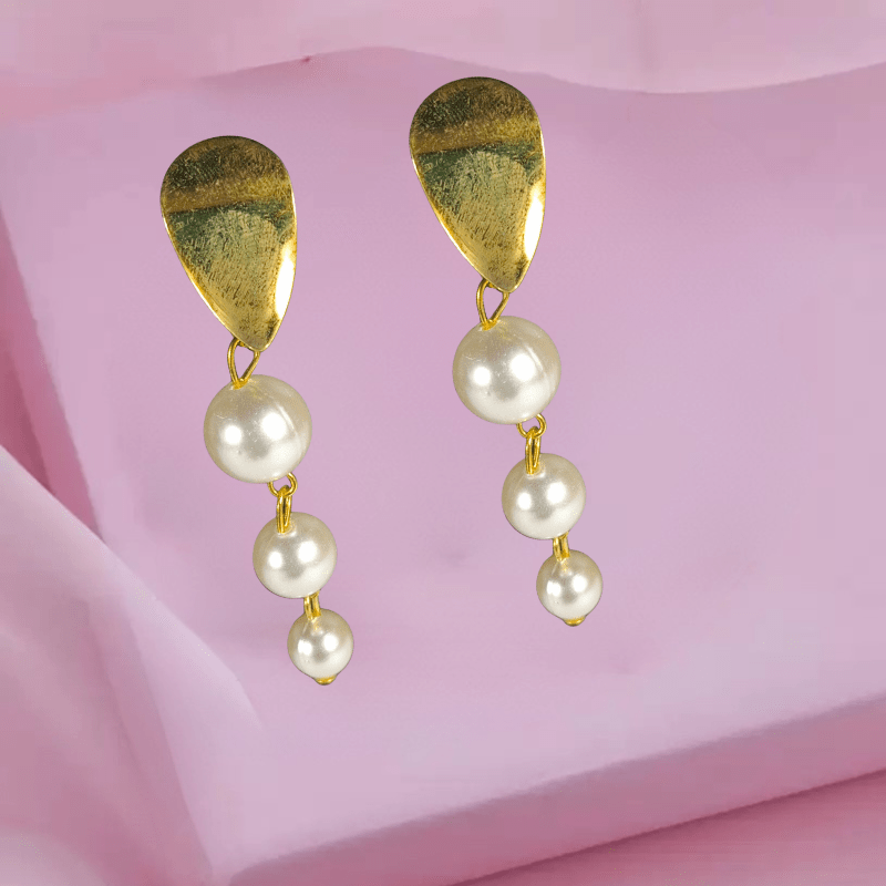 Elegant Gold - Plated Round Earrings with Pearls & Crystal Studs for Women & Girls - Roop Vibe