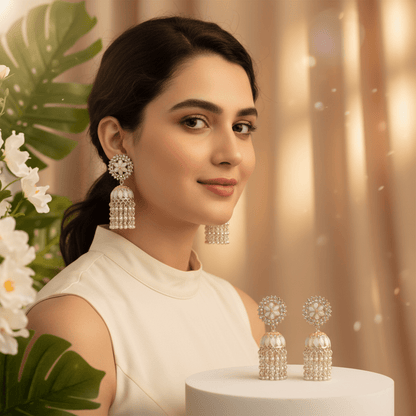 Elegant Multicolor Kundan Floral Jhumka Earrings for Women & Girls | Traditional Party Wear Dangler Earrings - Roop Vibe