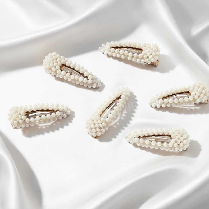 Elegant Pearl Beaded Hair Clips for Girls & WomenSnap Clip Style(PACK OF PAIR 3 OR 6 PICE) - Roop Vibe