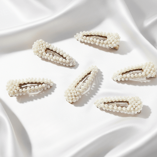 Elegant Pearl Beaded Hair Clips for Girls & WomenSnap Clip Style(PACK OF PAIR 3 OR 6 PICE) - Roop Vibe