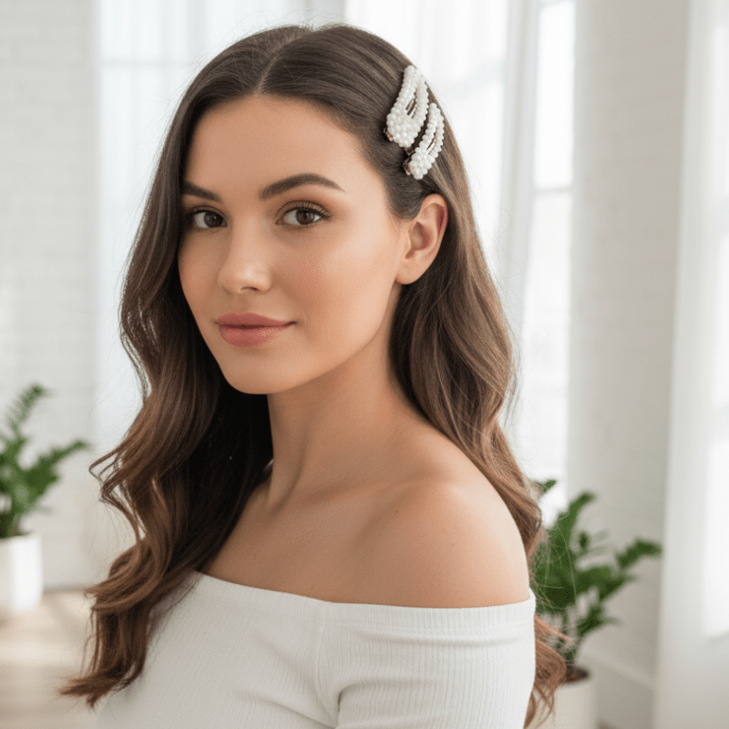 Elegant Pearl Beaded Hair Clips for Girls & WomenSnap Clip Style(PACK OF PAIR 3 OR 6 PICE) - Roop Vibe