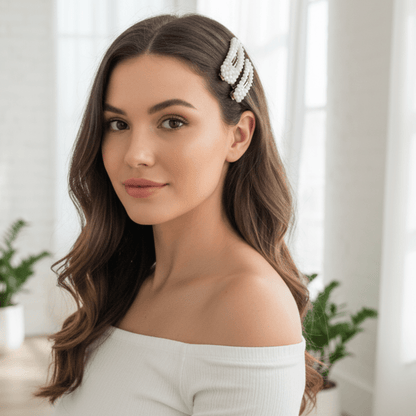 Elegant Pearl Beaded Hair Clips for Girls & WomenSnap Clip Style(PACK OF PAIR 3 OR 6 PICE) - Roop Vibe