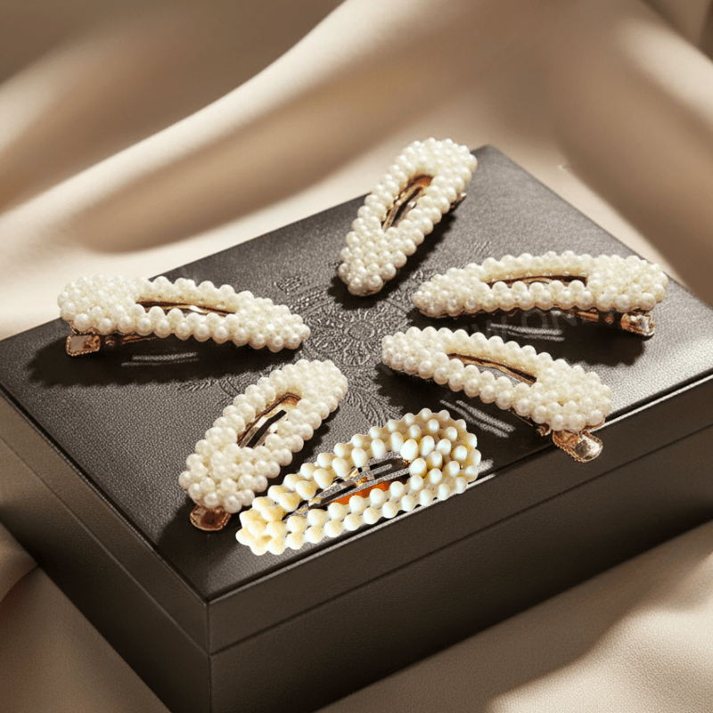 Elegant Pearl Beaded Hair Clips for Girls & WomenSnap Clip Style(PACK OF PAIR 3 OR 6 PICE) - Roop Vibe