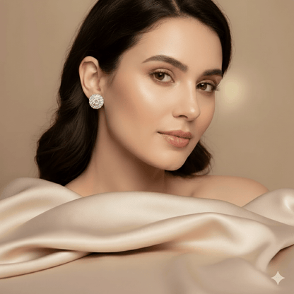 Elegant Pearl Choker Necklace Set with Crystal Stud Earrings for Women & Girls - Wedding & Party Wear Jewelry - Roop Vibe