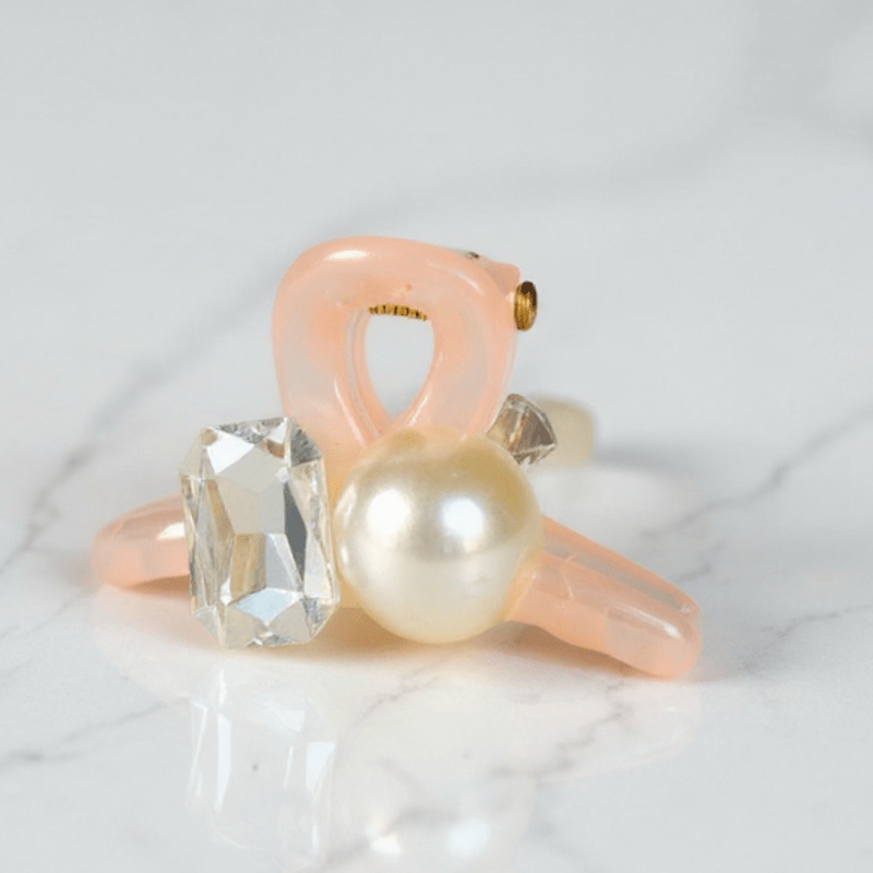 Elegant Pearl & Crystal Stone Hair Clip for Girls & Women | Stylish Hair Accessory – Light Pink - Roop Vibe