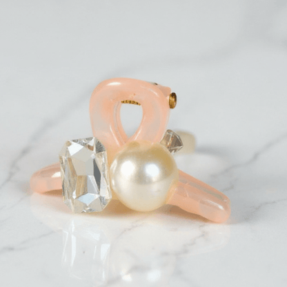 Elegant Pearl & Crystal Stone Hair Clip for Girls & Women | Stylish Hair Accessory – Light Pink - Roop Vibe