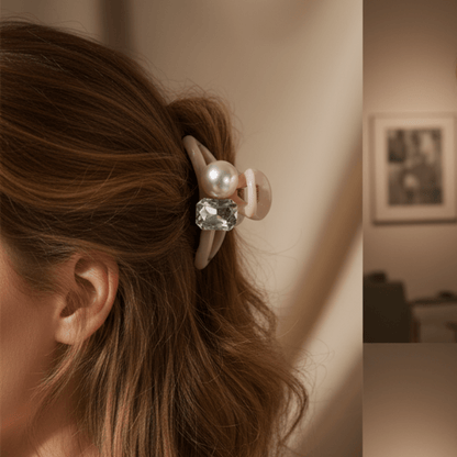 Elegant Pearl & Crystal Stone Hair Clip for Girls & Women | Stylish Hair Accessory – Light Pink(pack of 6) - Roop Vibe