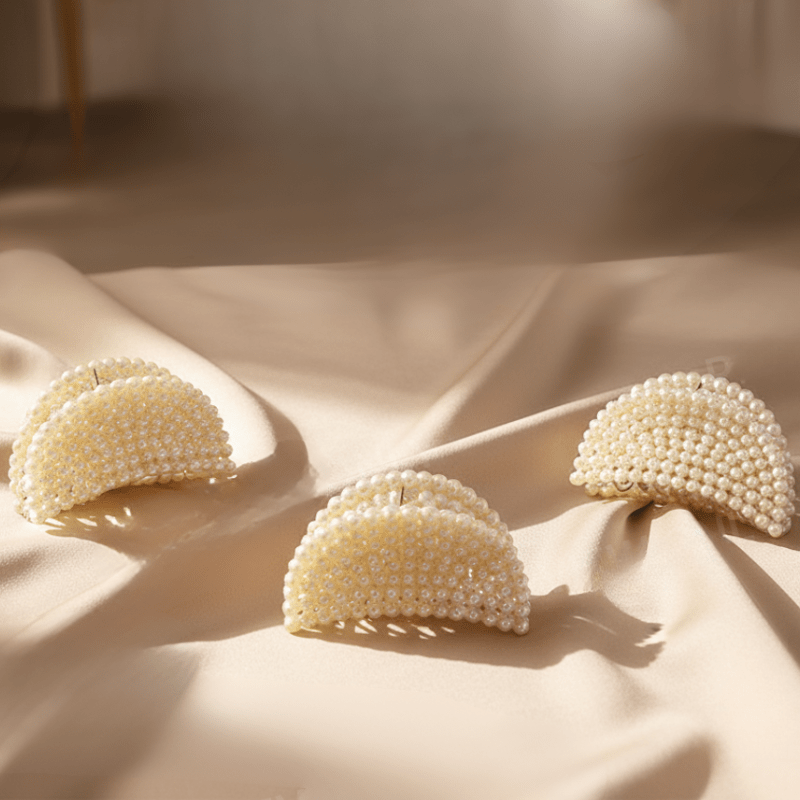Elegant Pearl Hair Clutcher for Women | Premium Designer Hair Claw Clip for Stylish Hair Bun & Ponytail | White Pearl Finish(PACK OF 3) - Roop Vibe