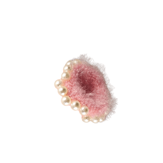Elegant Pink Furry Hair Scrunchie with Pearls | Soft Elastic Hair Tie for Women & Girls - Roop Vibe