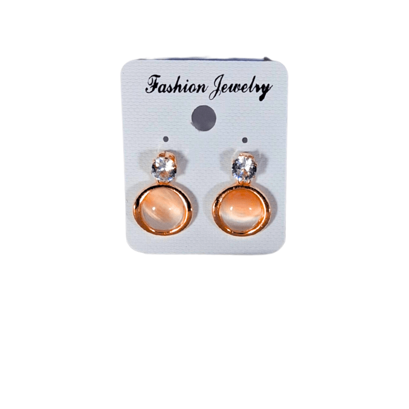 Elegant Rose Gold Round Stud Earrings with Crystal Stone for Women and Girls - Party & Daily Wear Jewelry - Roop Vibe