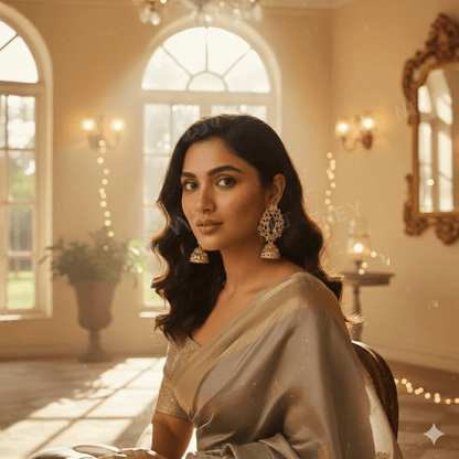 Gold Plated Leaf Design Traditional Jhumka Earrings for Women & Girls - Roop Vibe