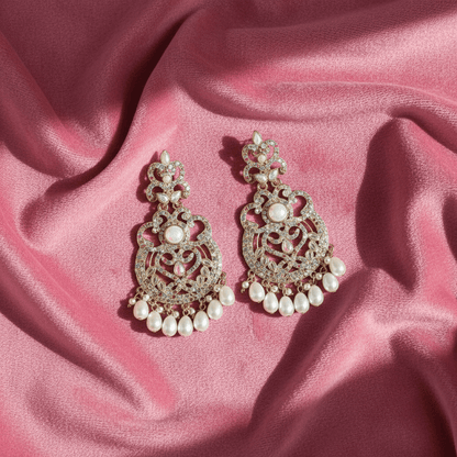 Gold - Plated Pearl Drop Chandbali Earrings for Women & Girls | Traditional Festive Jewelry - Roop Vibe